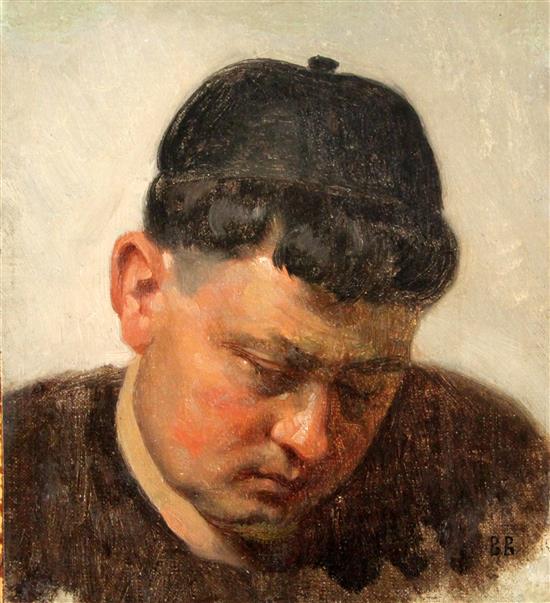 Attributed to Vasily Vereshchagin (1842-1904) Study of a young man in a cap (probably Central Asian) 6.25 x 5.75in unframed